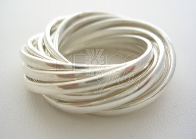 Contemporary Taxco Sterling Silver Multiple hoops Ring