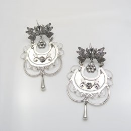 Mazahua Silver Flower Basket Earrings