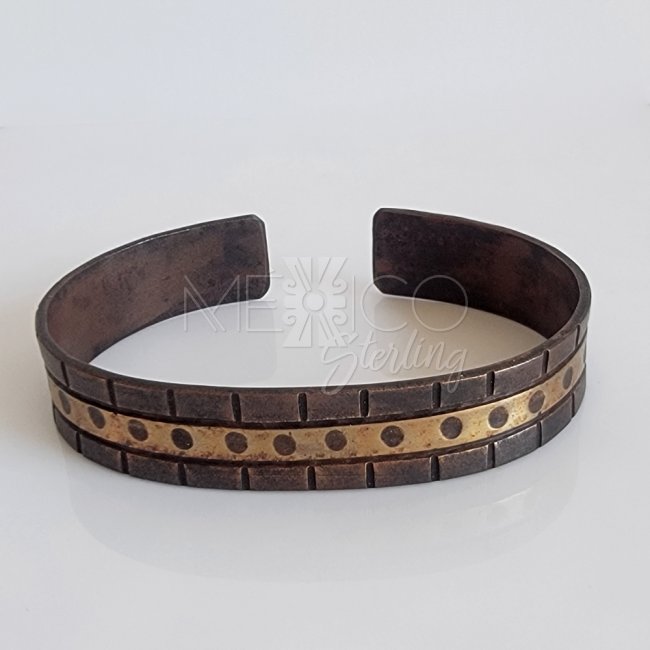 Oxidized Brass and Copper Cuff Bracelet