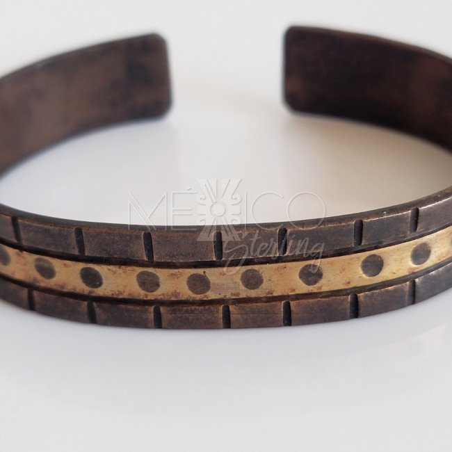 Oxidized Brass and Copper Cuff Bracelet