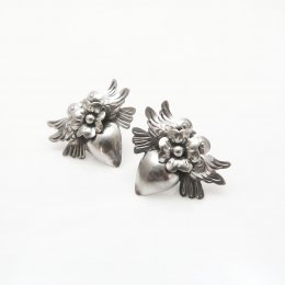 Silver Milagros Birds and Heart Earrings