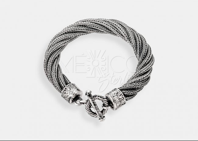 Unisex Silver Crazy Cables Bracelet