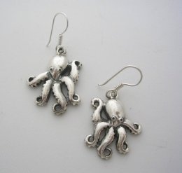 Unique Jewelry Sterling Silver Octopus Earrings