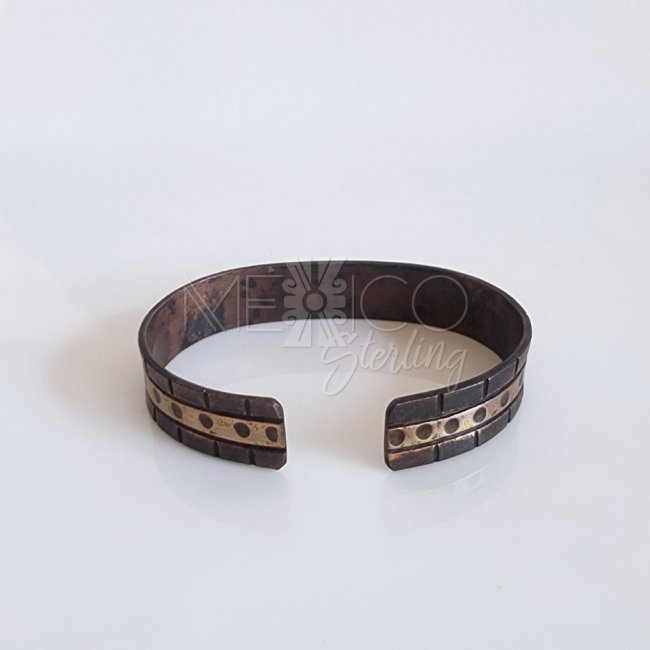 Oxidized Brass and Copper Cuff Bracelet