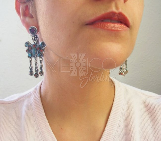 MATL-Matilde Style Multi Gemstone Butterfly Earrings