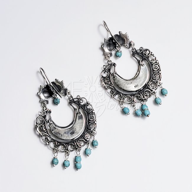 Silver Turquoise Feminine Earringss