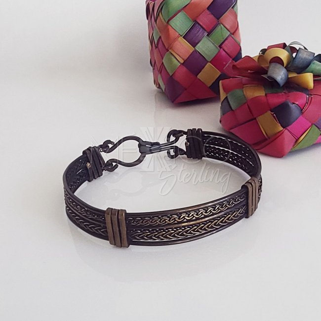 Rustic Oxidized Brass Braided Cuff