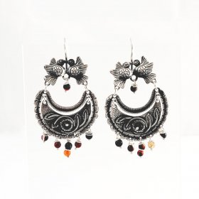 Silver Multi Gemstones Love Earrings