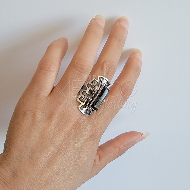 Taxco Silver Aztec Dream Poison Ring