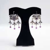 Lovely Silver Birdies with Amethyst Earrings