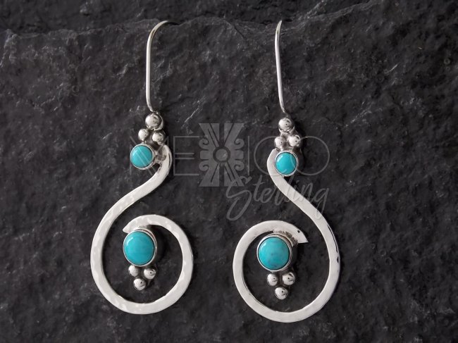 Artistic Silver Earrings with Stone - Click Image to Close