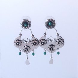 Summer Silver Flower Basket Earrings