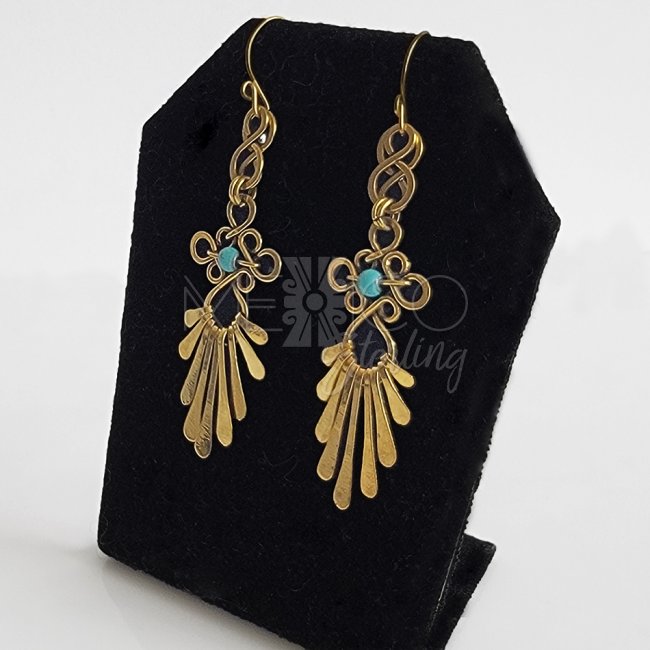 Brass and Turquoise Sun Rays Earrings