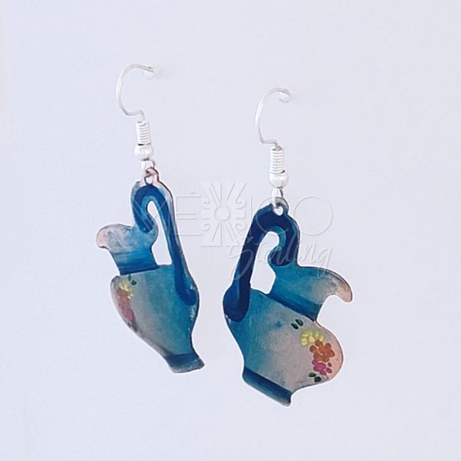 Mexican Decorated Copper Jarritos Earrings