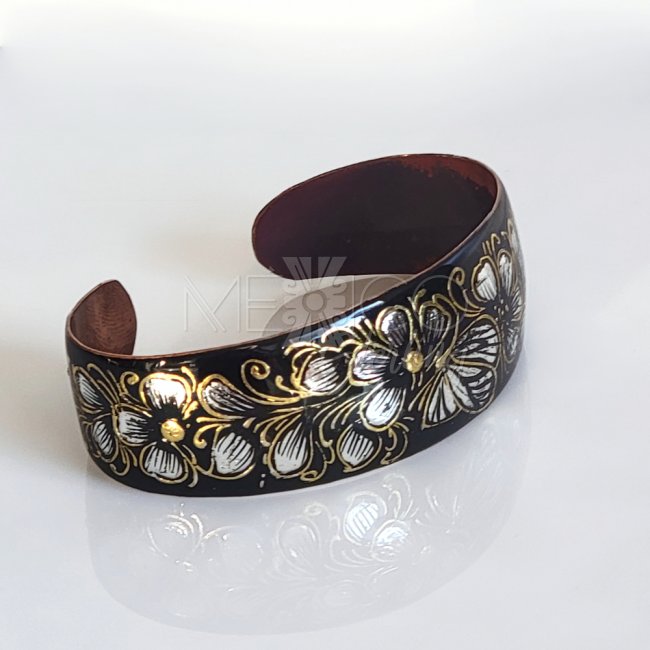 Decorated Artisan Copper Bracelet Cuff