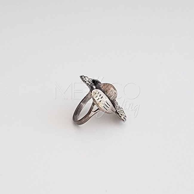 Mexican Opal and Silver Vintage Eagle Ring