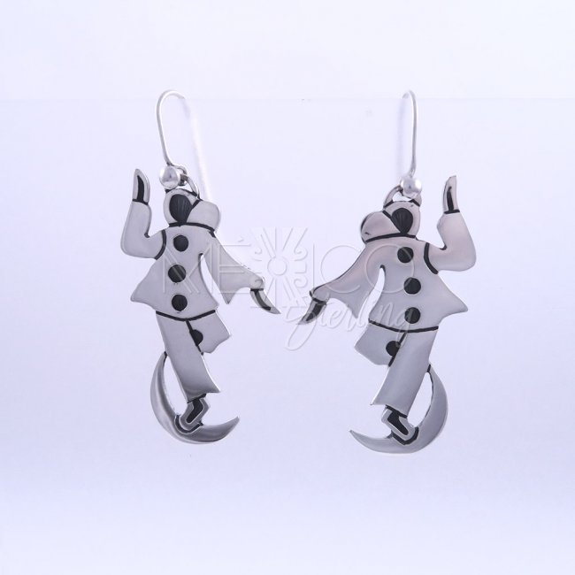 Happy Pierrot Taxco Silver Earrings
