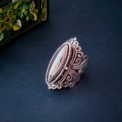 Decorated Adjustable Taxco Silver Poison Ring