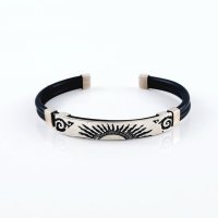 Silver and Rubber Aztec Theme Bracelet