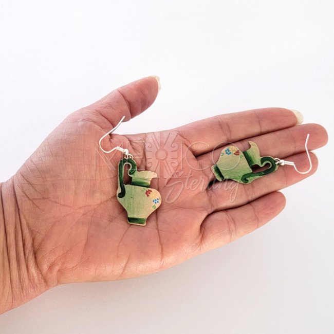Mexican Decorated Copper Jarritos Earrings