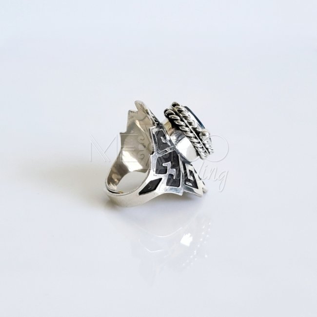 Aztec Oxidized Silver Poison Ring