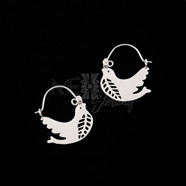 Mexican Silver Peace Doves Earrings - Click Image to Close