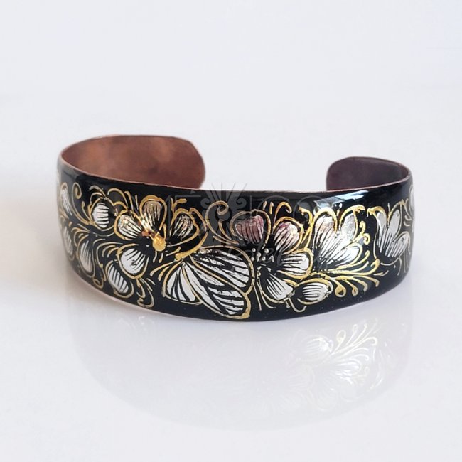 Decorated Artisan Copper Bracelet Cuff