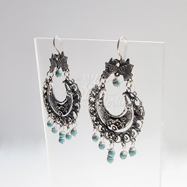 Silver Turquoise Feminine Earringss