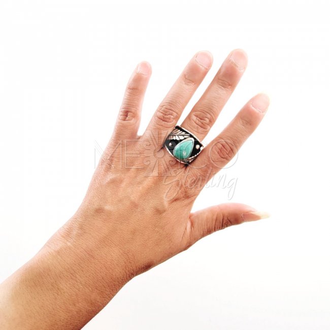 Jungle Beauty Silver and Turquoise Ring