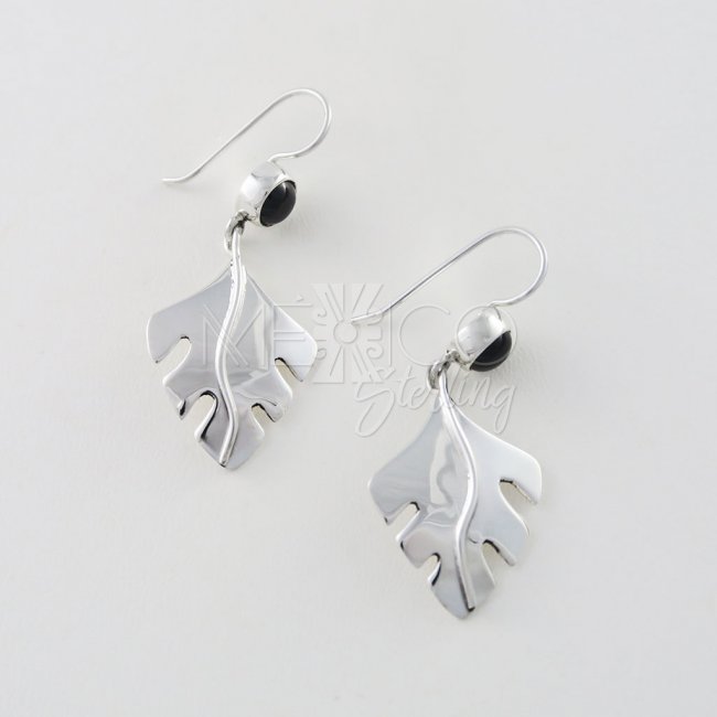 Taxco Silver Wild Leaves Dangle Earrings - Click Image to Close