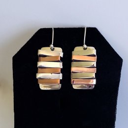 Silver Mixed Metals Stacked Bar Earrings