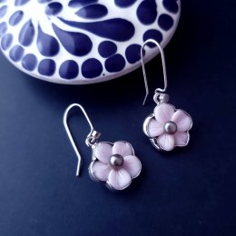 Silver Mother of Pearl Baby Pink Earrings