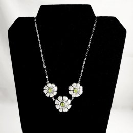 Artisan Silver and Peridot Flower Chain Necklace