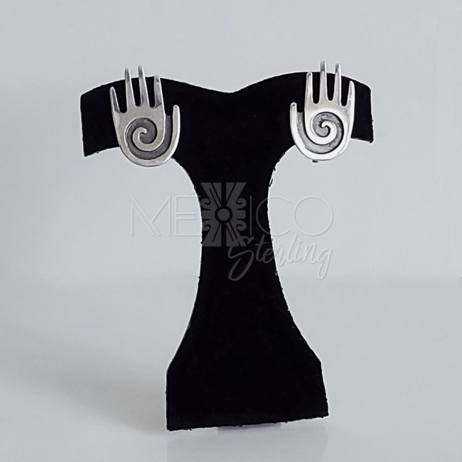 Sterling Silver Tribal Hand Post Earrings