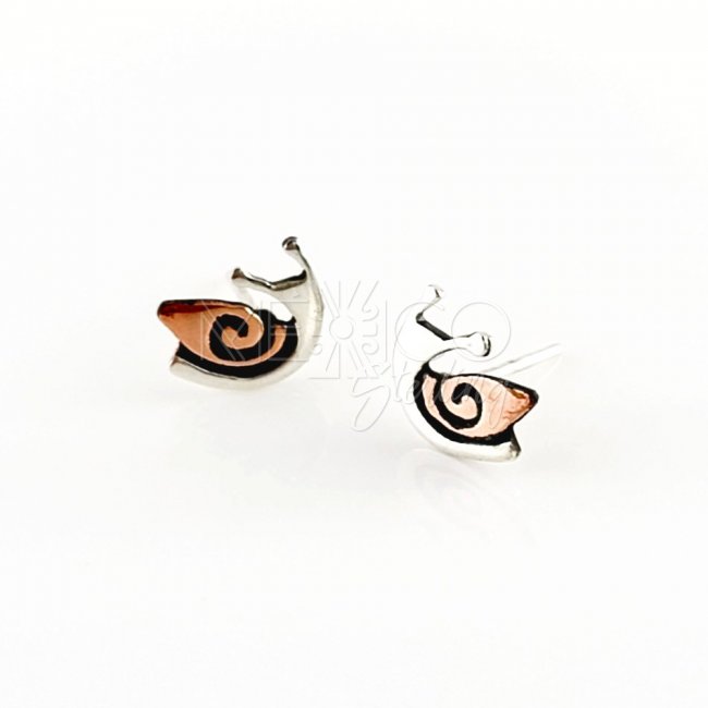 Cutest Silver and Copper Snail Earrings