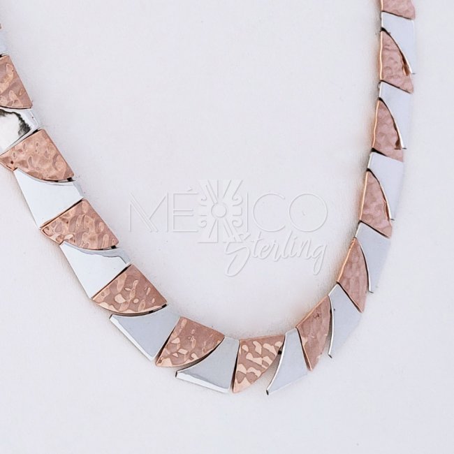 Taxco Silver and Copper Puzzle Necklace