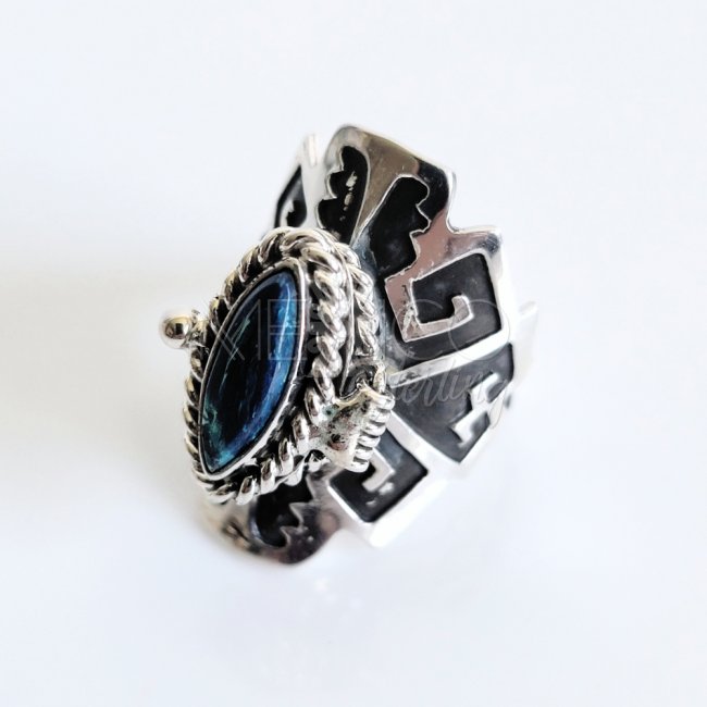 Aztec Oxidized Silver Poison Ring