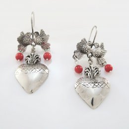 Taxco Silver Milagros Heart Earrings