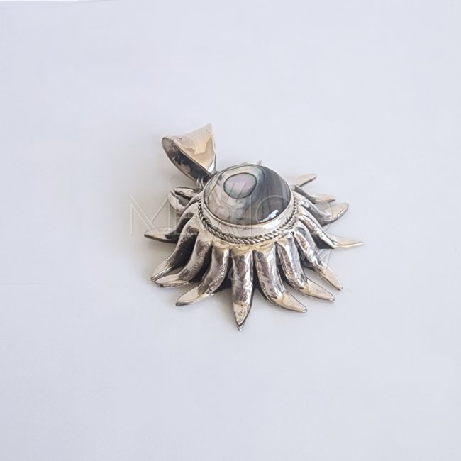 Silver and Abalone Sun Large Pendant