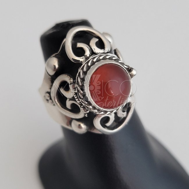 Adjustable Silver and Carnelian Poison Ring