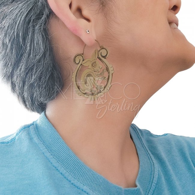 Dreams of Don Juan Brass Rabbit Earrings