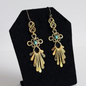 Brass and Turquoise Sun Rays Earrings