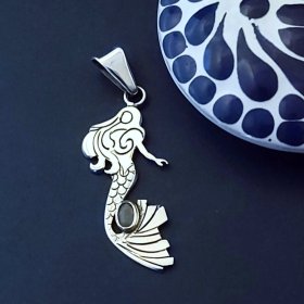 Playful Sterling Silver Mermaid Pendant