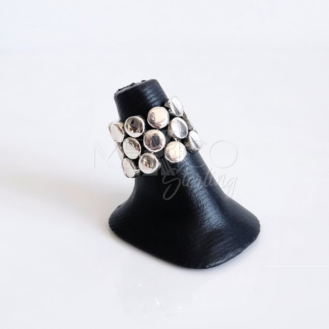 Flexible Silver Bubbles Statement Ring