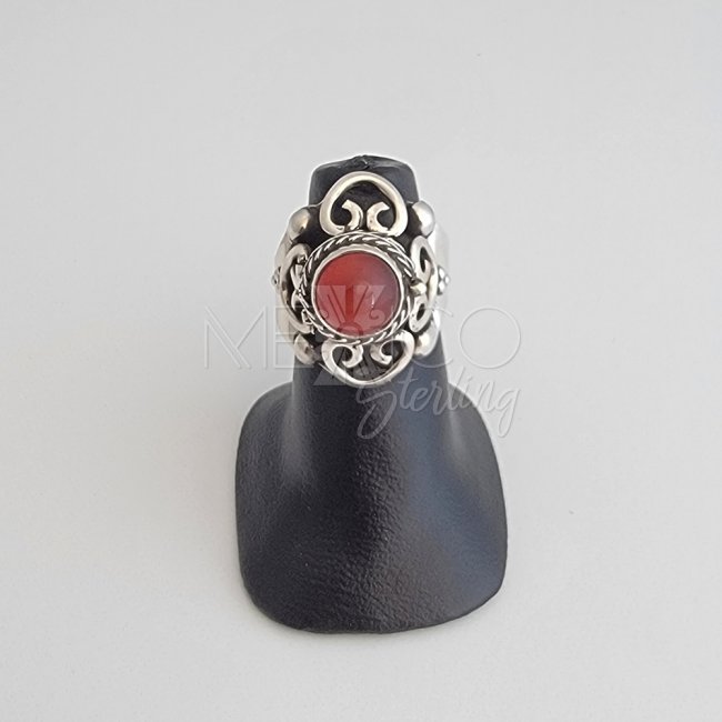 Adjustable Silver and Carnelian Poison Ring