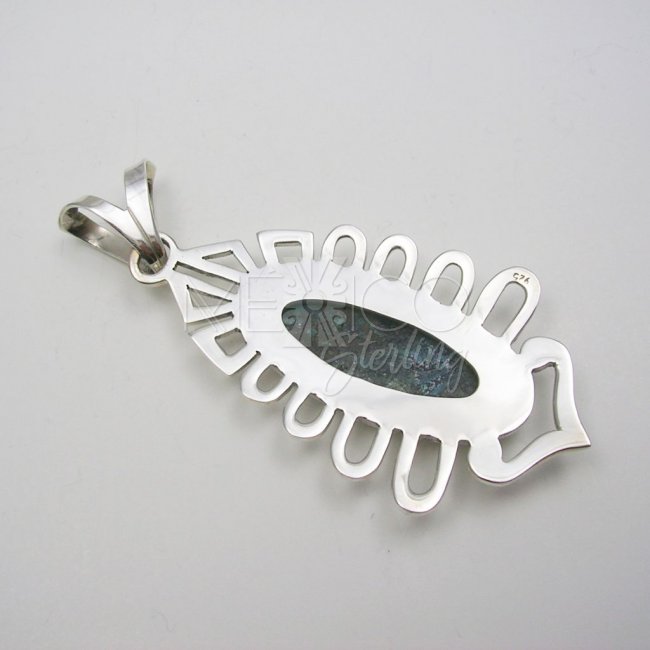Amazing Taxco Silver and Turquoise Pendant