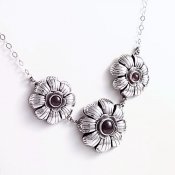 Artisan Sterling Silver Flower Pendant Necklace