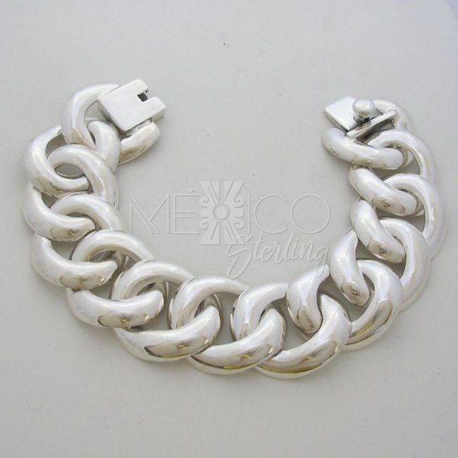Modern Taxco Silver Bracelet Oval Weave