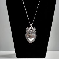 Silver Large Pendant Heart Milagros