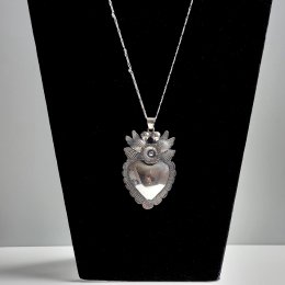 Silver Large Pendant Heart Milagros